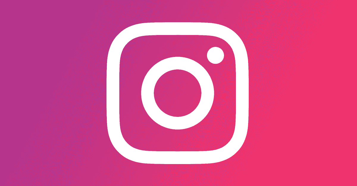 White instagram logo on a colourful background